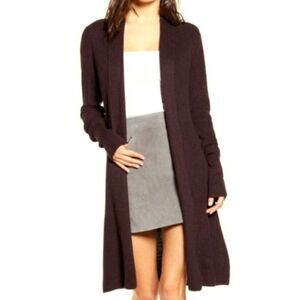 State of Day Intimates Knit Long‎ Open Cardigan Size Small Burgundy NEW
